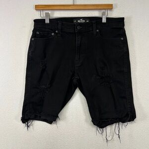 Hollister  Distressed  Black Denim Shorts
